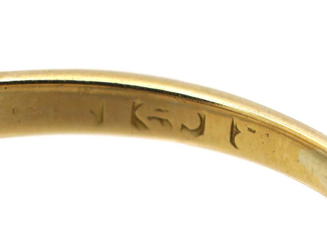 Edwardian 18ct Gold, Three Stone Sapphire Ring with Diamond Points ...