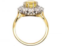 Retro 18ct Gold & Platinum, Yellow Sapphire & Diamond Cluster Ring