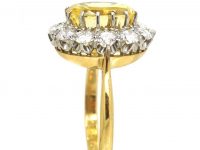 Retro 18ct Gold & Platinum, Yellow Sapphire & Diamond Cluster Ring