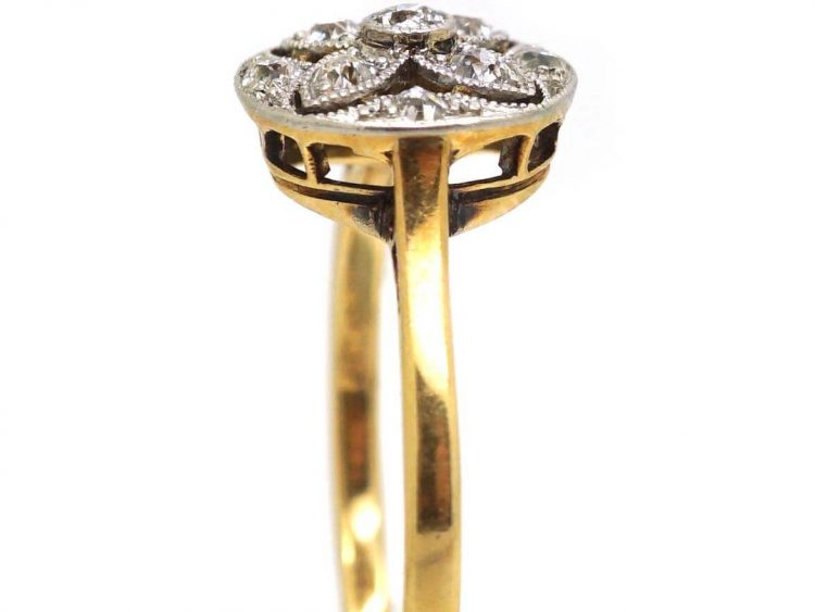 Edwardian 18ct Gold & Platinum, Pierced Cluster Flower Ring