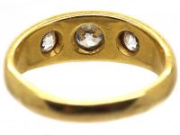 Victorian Three Stone Diamond Rub Over Set Ring