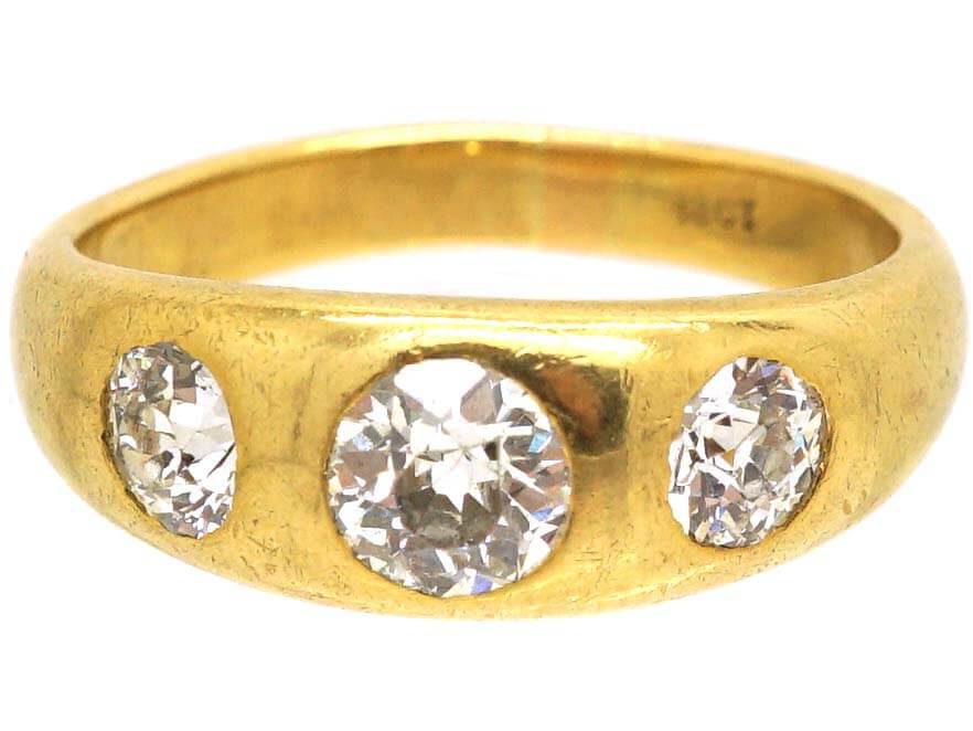 Victorian Three Stone Diamond Rub Over Set Ring (708U) | The Antique ...