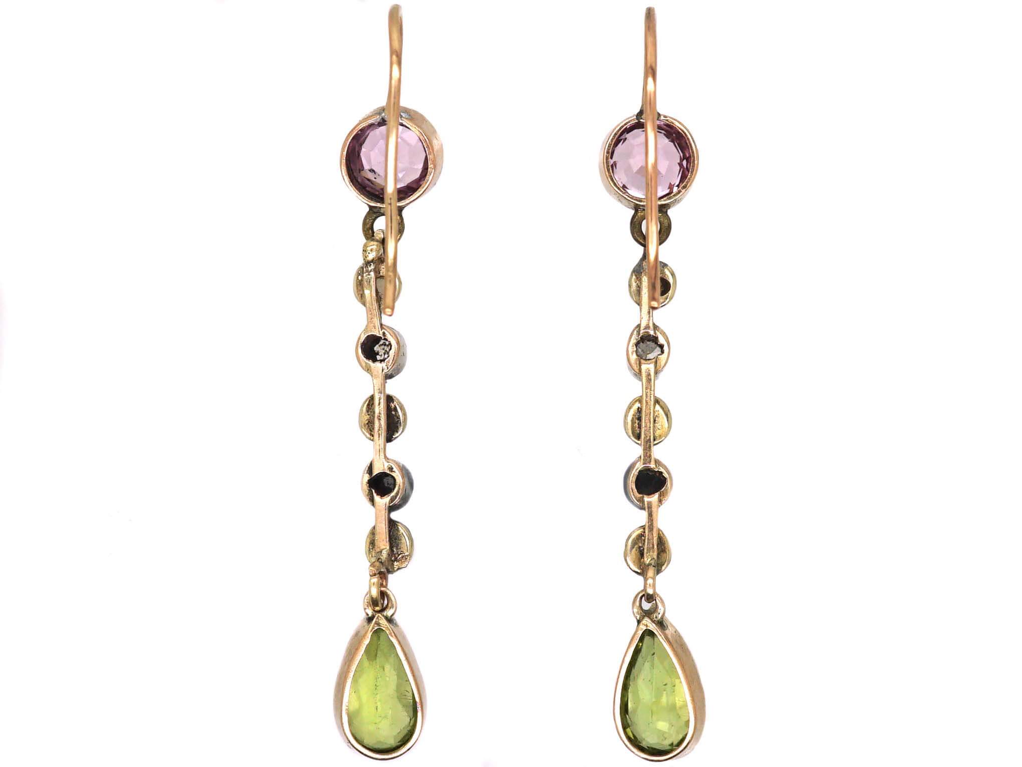 Edwardian 9ct Gold & Silver Suffragette Earrings set with Amethysts ...