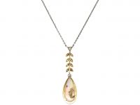 Edwardian 15ct Gold & Platinum Necklace set with an Opal & Diamonds