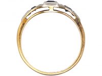 Art Deco 18ct Gold & Platinum, Geometric Ring set with Sapphires & Diamonds