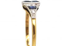 Art Deco 18ct Gold & Platinum, Geometric Ring set with Sapphires & Diamonds
