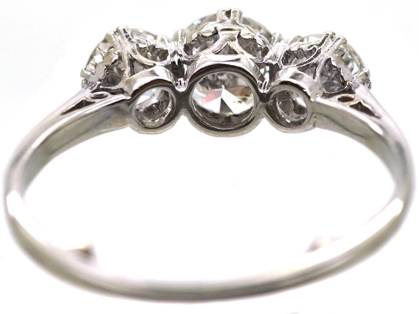 Art Deco Platinum, Three Stone Diamond Ring (546U) | The Antique ...