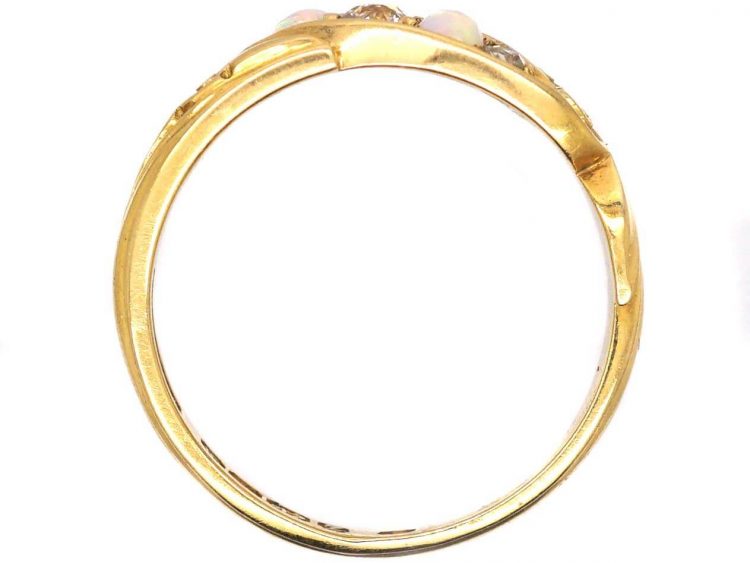 Victorian 18ct Gold, Opal & Diamond Twist Ring