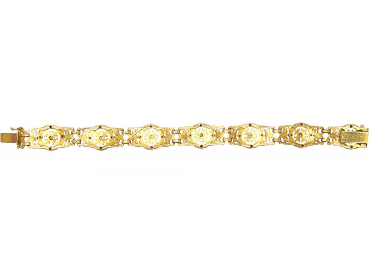 French 18ct Gold Belle Epoque Bracelet set with Rubies & Diamonds