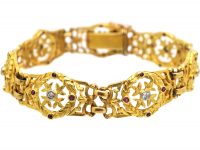 French 18ct Gold Belle Epoque Bracelet set with Rubies & Diamonds