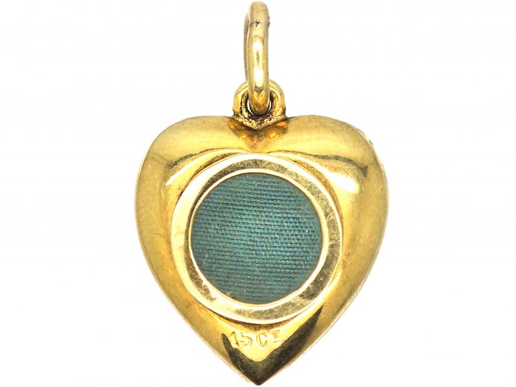 Edwardian 15ct Gold Pave Set Natural Split Pearl Heart Pendant