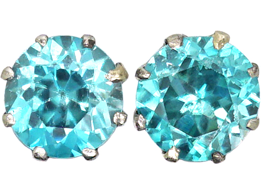 Early 20th Century 18ct White Gold, Zircon Stud Earrings