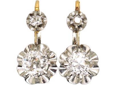 French 18ct Gold & Diamond Dormeuse Earrings
