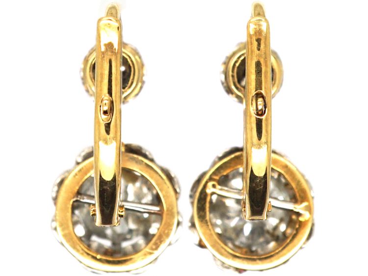 French 18ct Gold & Diamond Dormeuse Earrings