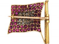 18ct Gold, World War II German Kriegsmarine Semaphore Flag Brooch set with Rubies & Diamonds