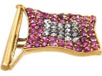 18ct Gold, World War II German Kriegsmarine Semaphore Flag Brooch set with Rubies & Diamonds