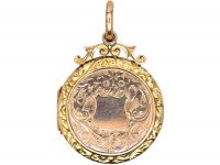 Edwardian 9ct Back & Front Round Locket with Engraved Detail