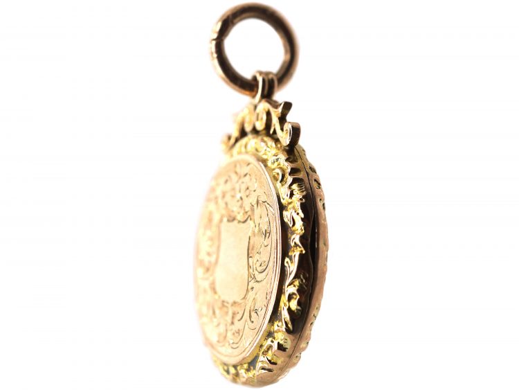 Edwardian 9ct Back & Front Round Locket with Engraved Detail