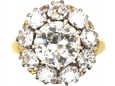 Edwardian 18ct Gold & Platinum, Large Diamond Cluster Ring