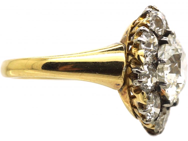 Edwardian 18ct Gold & Platinum, Large Diamond Cluster Ring