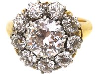 Edwardian 18ct Gold & Platinum, Large Diamond Cluster Ring