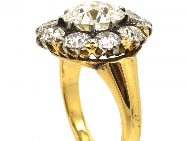 Edwardian 18ct Gold & Platinum, Large Diamond Cluster Ring