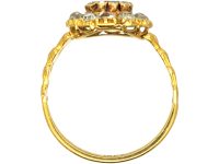 Victorian 18ct Gold Cluster Ring Set with a Ruby & Old Mine Cut Diamonds