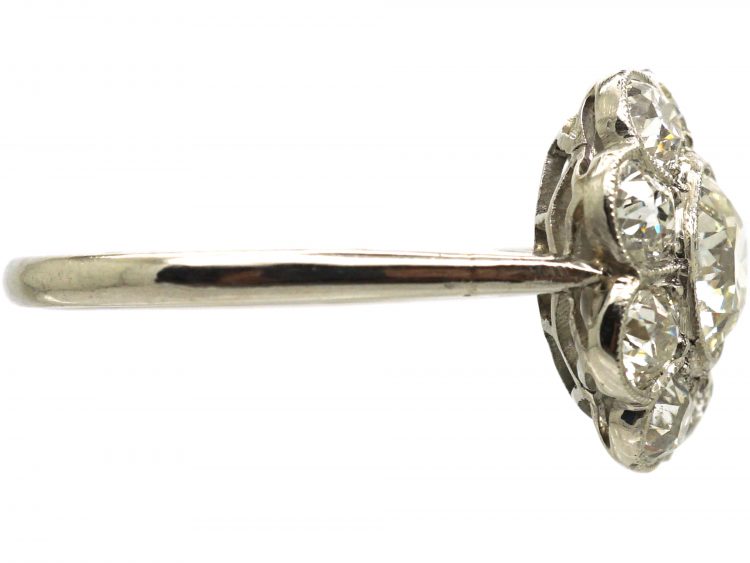 Early 20th Century Platinum, Diamond Daisy Cluster Ring
