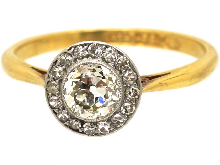 Edwardian 18ct Gold & Platinum, Diamond Cluster Ring