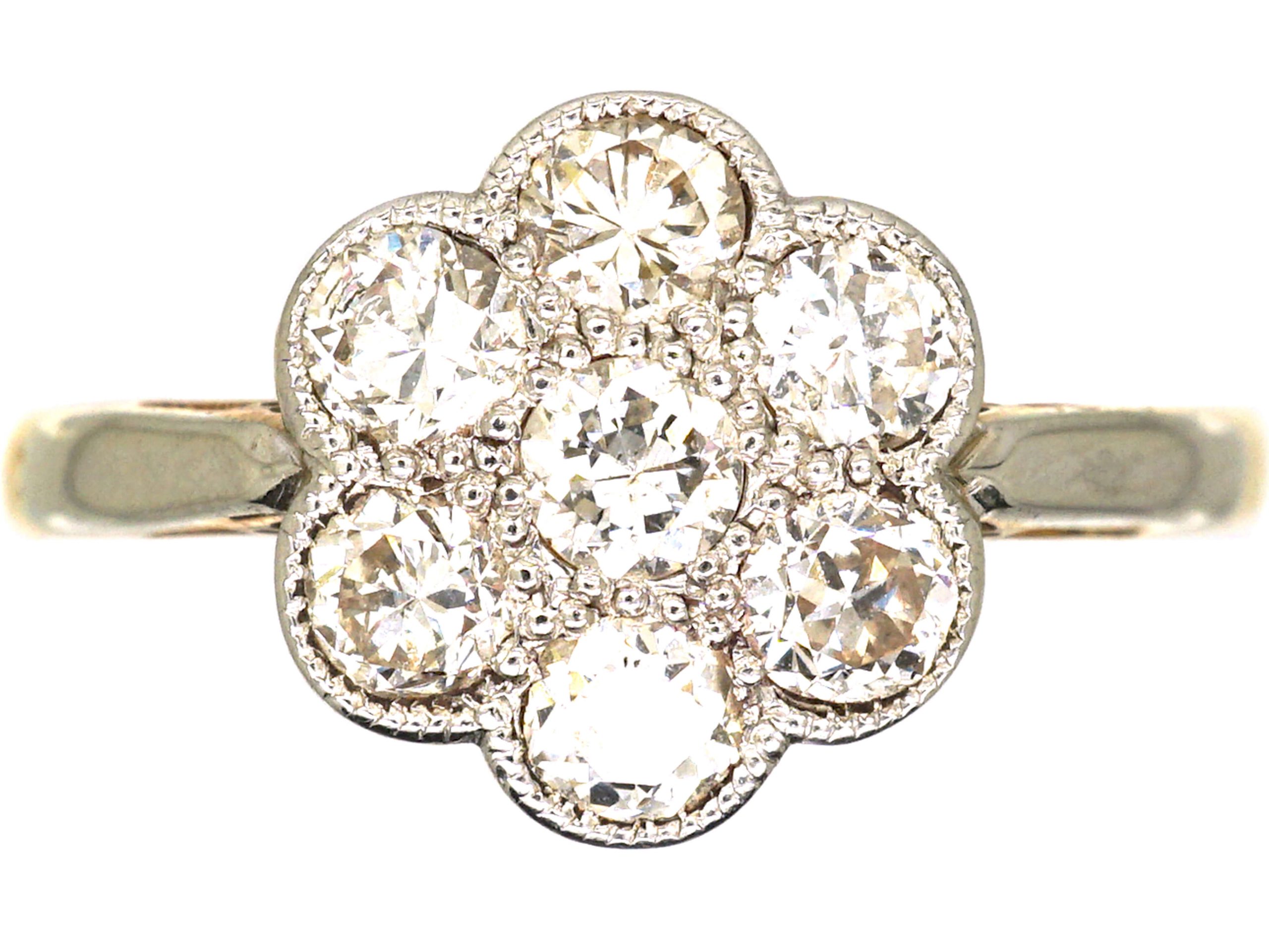 Edwardian 18ct Gold & Platinum, Diamond Cluster Ring (898U) | The ...