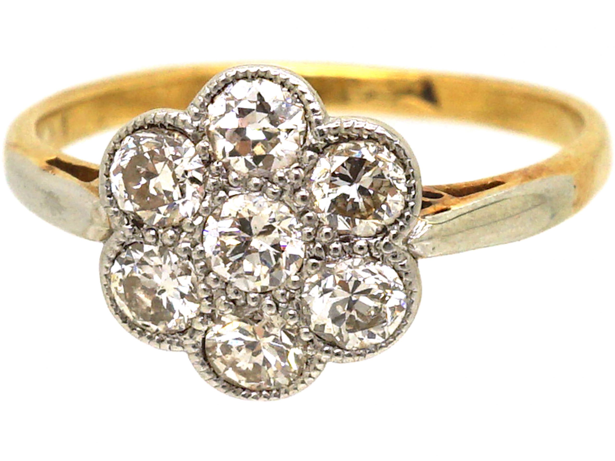 Edwardian 18ct Gold & Platinum, Diamond Cluster Ring (898U) | The ...