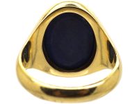 Mid 20th Century 14ct Gold Signet Ring set with Lapis Lazuli with an Intaglio of a Crest
