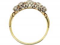 Edwardian 18ct Gold & Platinum, Five Stone Diamond Ring with Scroll Shoulders