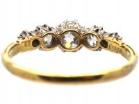 Edwardian 18ct Gold & Platinum, Five Stone Diamond Ring with Scroll Shoulders