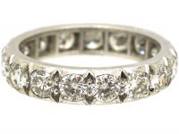 Art Deco Platinum Eternity Ring with Curved Edges set with Diamonds