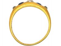 Victorian 18ct Gold, Sapphire & Diamond Five Stone Rub Over Set Ring