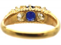 Victorian 18ct Gold,Three Stone Sapphire & Diamond Ring