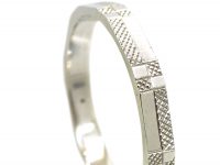 Art Deco Platinum Hexagonal Wedding Ring with Hob Nail Motif