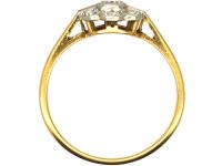 Edwardian 18ct Gold & Platinum Cluster Ring set with Round & Baguette Diamonds