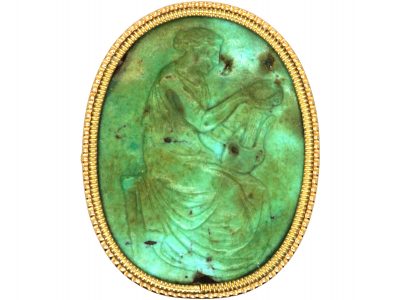 Georgian 15ct Gold, Turquoise Ring with Carved Classical Scene