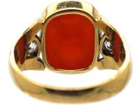 Early 20th Century 14ct Gold, Diamond & Carnelian Ring with a Carved Intaglio of an Eagle