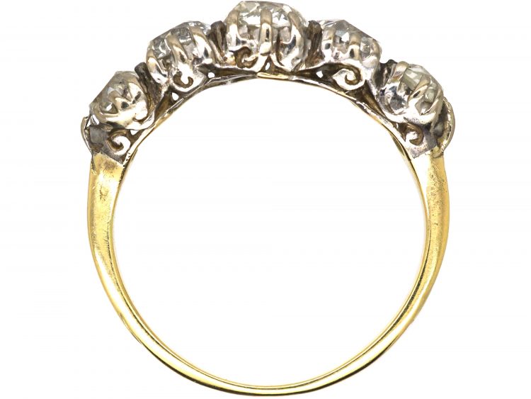 Victorian 18ct Gold, Five Stone Old Mine Cut Diamond Ring