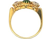 Edwardian 18ct Gold, Green Garnet & Diamond Three Stone Ring