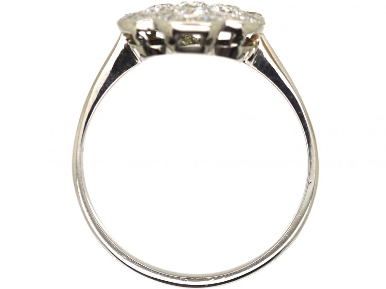 Edwardian Platinum, Diamond Custer Ring with Scalloped Edge