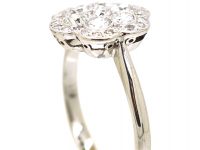 Edwardian Platinum, Diamond Custer Ring with Scalloped Edge