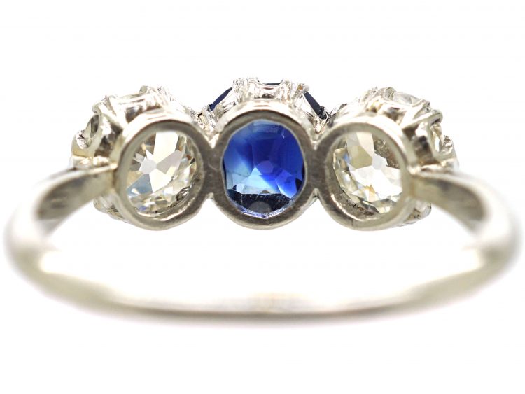 Early 20th Century Platinum, Sapphire & Diamond Three Stone Ring