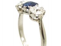 Early 20th Century Platinum, Sapphire & Diamond Three Stone Ring