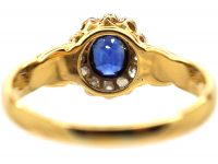Victorian 18ct Gold, Sapphire & Diamond Oval Cluster Ring