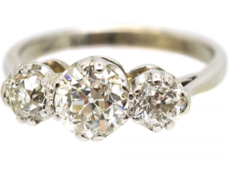 Early 20th Century 18ct White Gold,Three Stone Diamond Ring