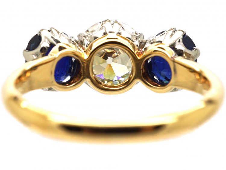 Early 20th Century 18ct Gold, Sapphire & Diamond Three Stone Ring